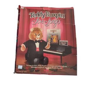 Vintage 80s Teddy Ruxpin Love Songs Tuxedo Outfit Book and Cassette Nostalgia